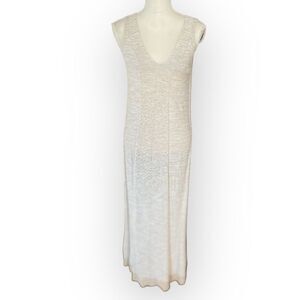 United Colors of Benetton Womans Linen Blend Knit Sleeveless V-neck Maxi Dress
